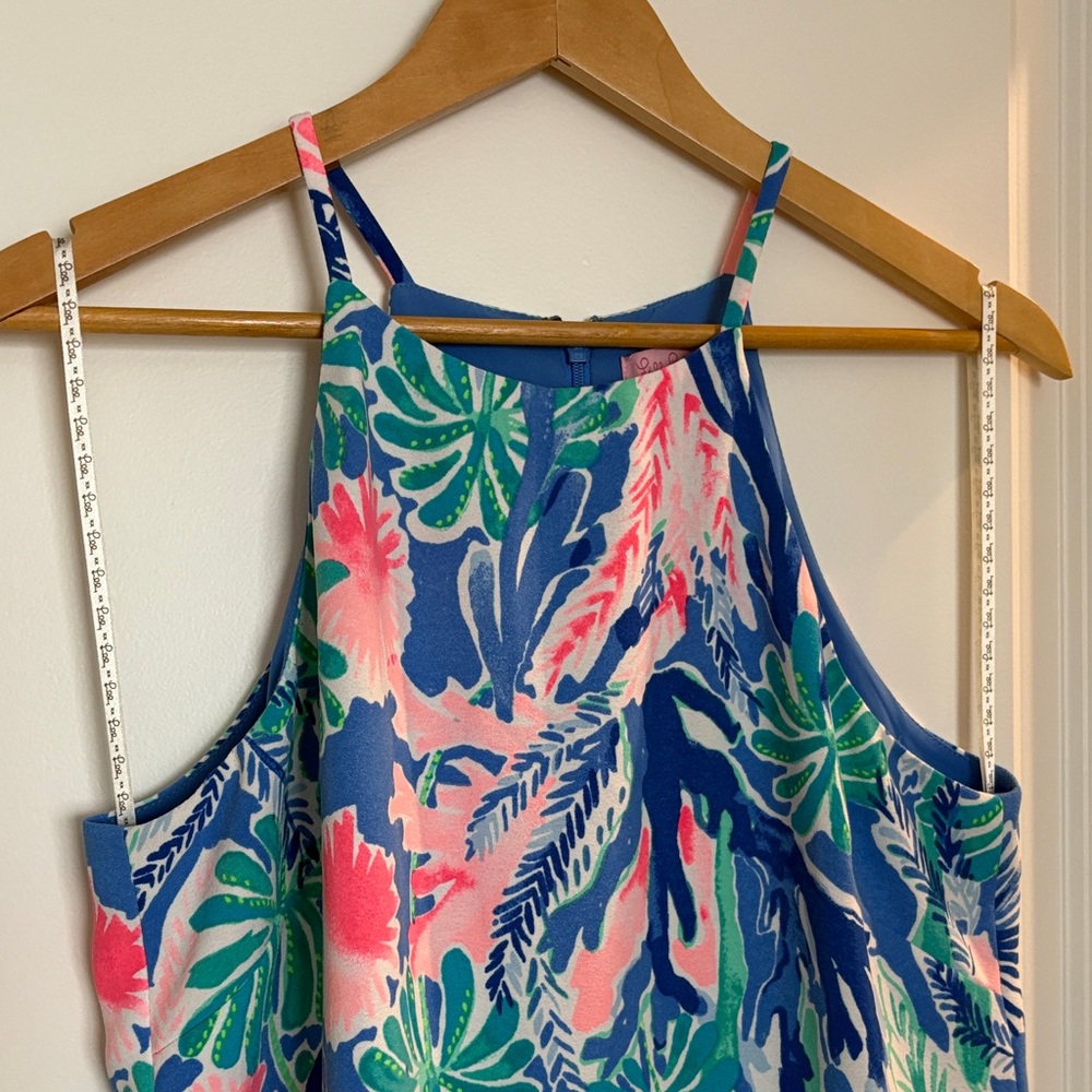Sleeveless Tropical Print Romper in Blue, Pink & Green Lilly Pulitzer - Picture 3 of 8